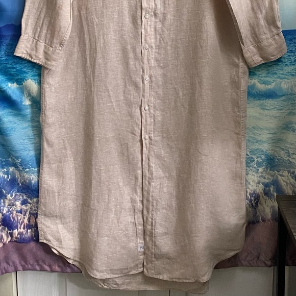 Frank & Eileen Rory Long Sleeve Linen Shirtdress dress Size: XL Sand - Picture 8 of 16